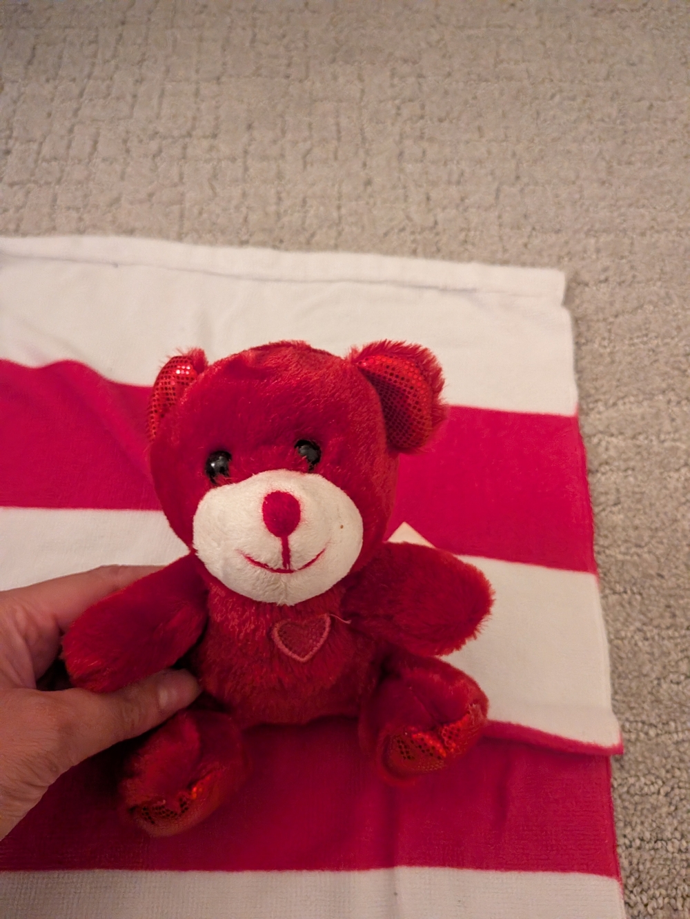 Red Plush Heart Mini Teddy Bear - Soft Kids Toy